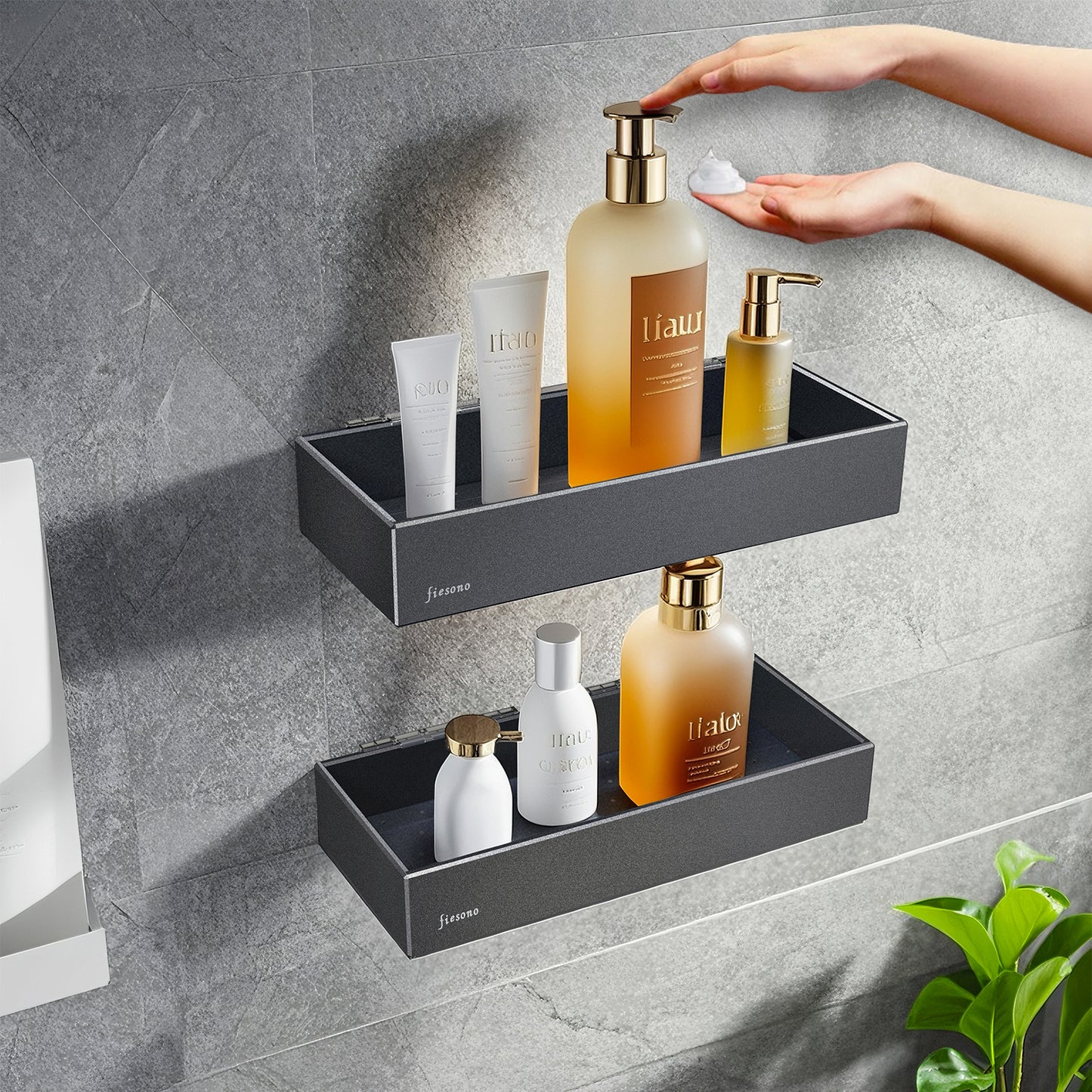FIESONO Metal Shower Caddies with HOOKS (2 Pack)