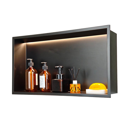 FIESONO Stainless Steel 12" x 25" Shower Niche with Light