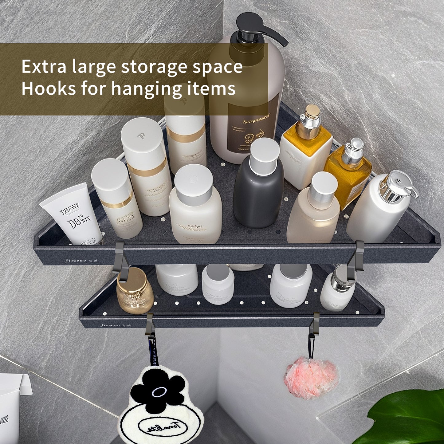 FIESONO 2-Tier Corner Shower Shelves