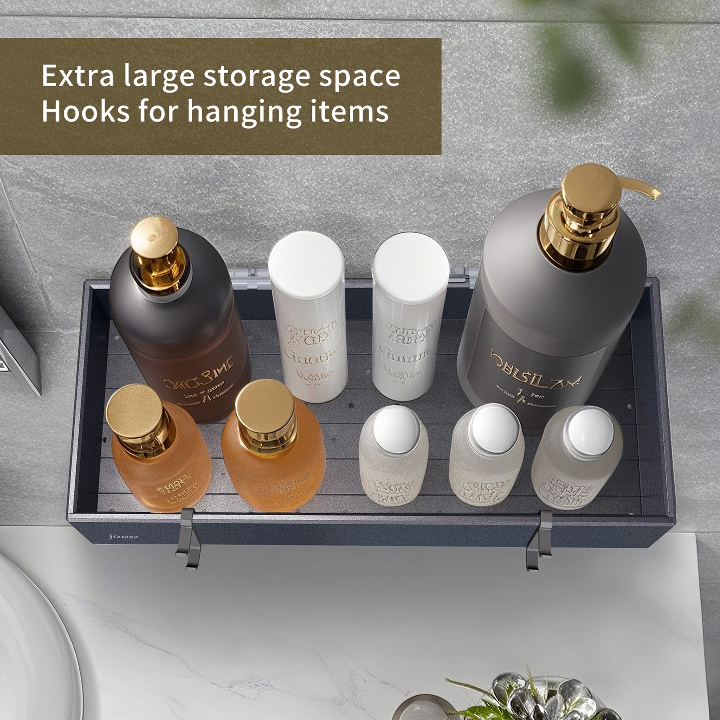 FIESONO Metal Shower Caddy with HOOKS (1 Pack)