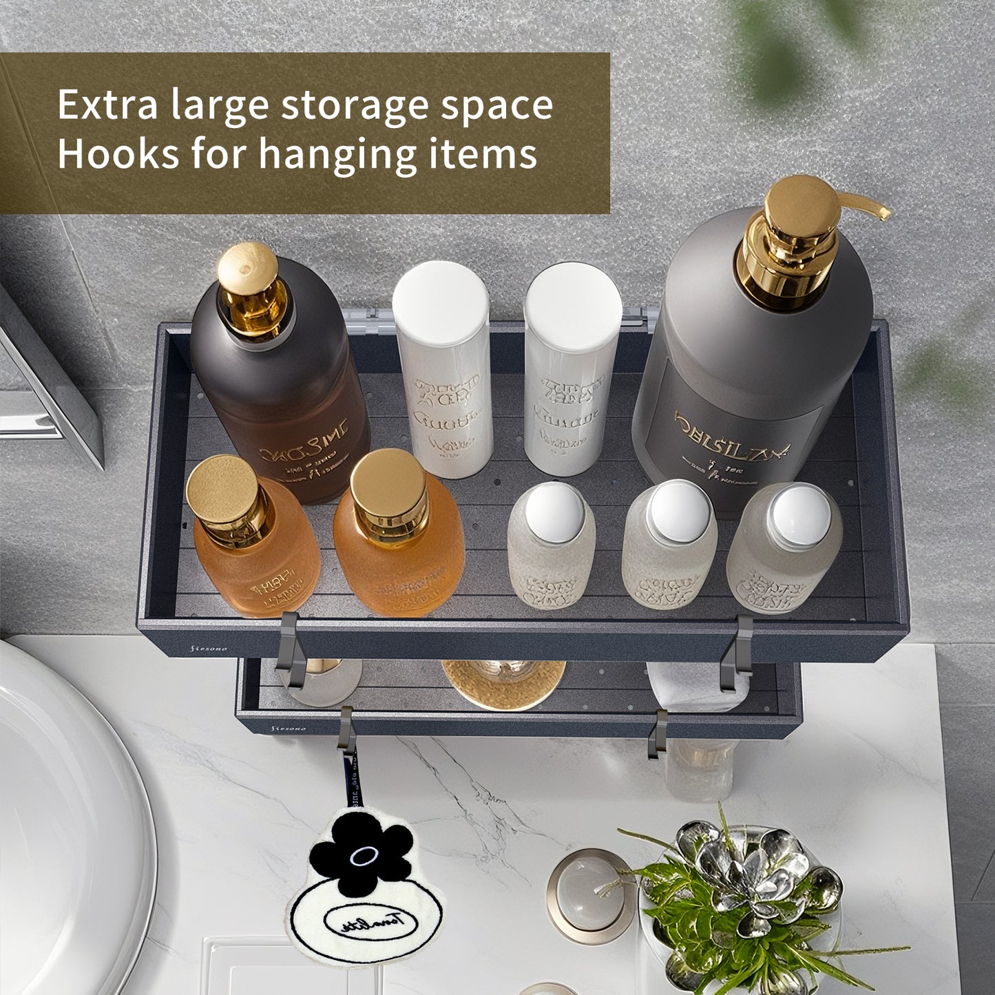 FIESONO Metal Shower Caddies with HOOKS (2 Pack)