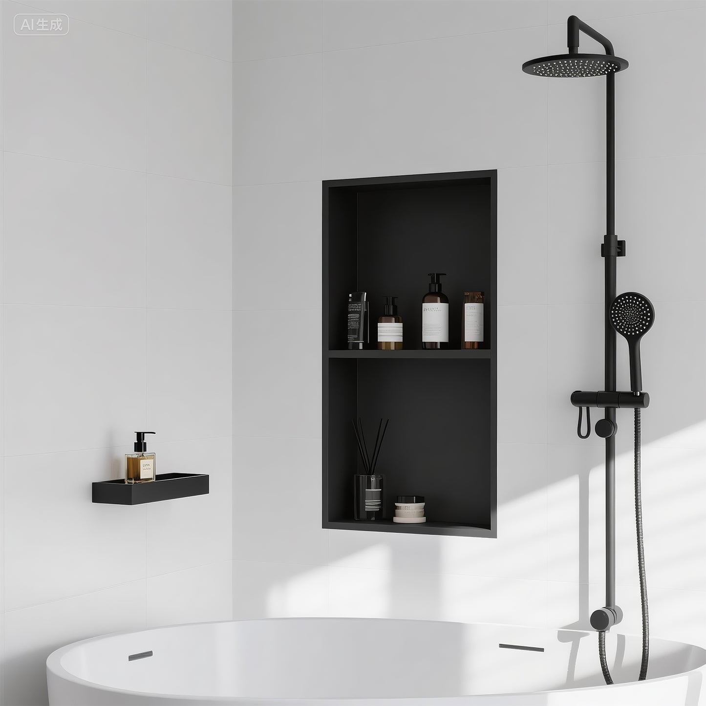 FIESONO Stainless Steel 12" x 24" Shower Niche with Shelf