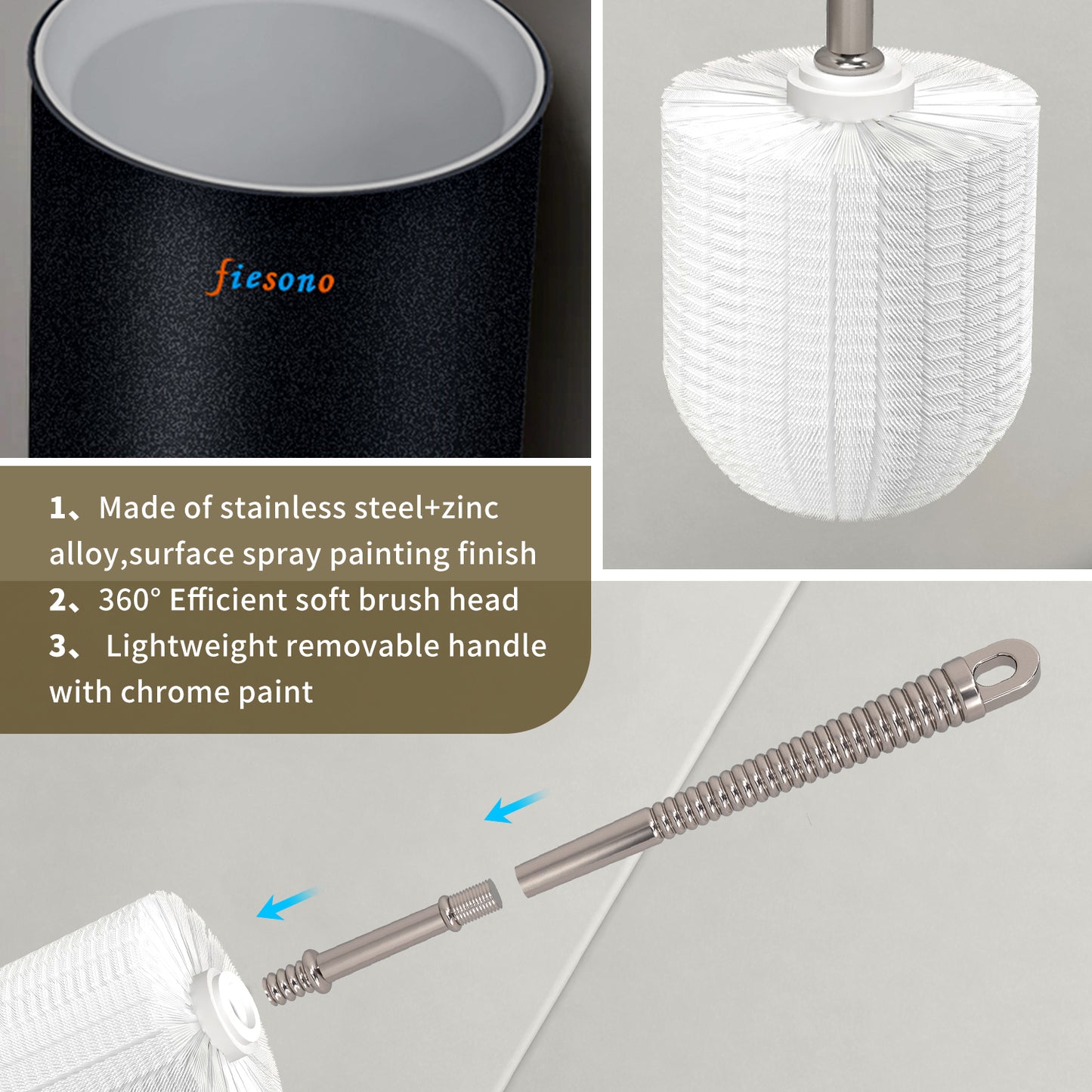 FIESONO Toilet Brush and Holder Set