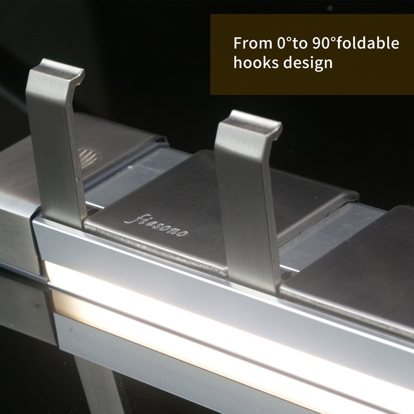 FIESONO Stainless Steel Lighted Wall Mount Folding Coat Hooks with 6 Foldable Space Saving Hooks