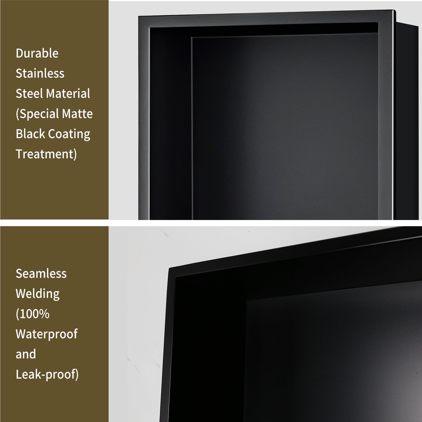 FIESONO Stainless Steel 12" x 24" Shower Niche with Shelf