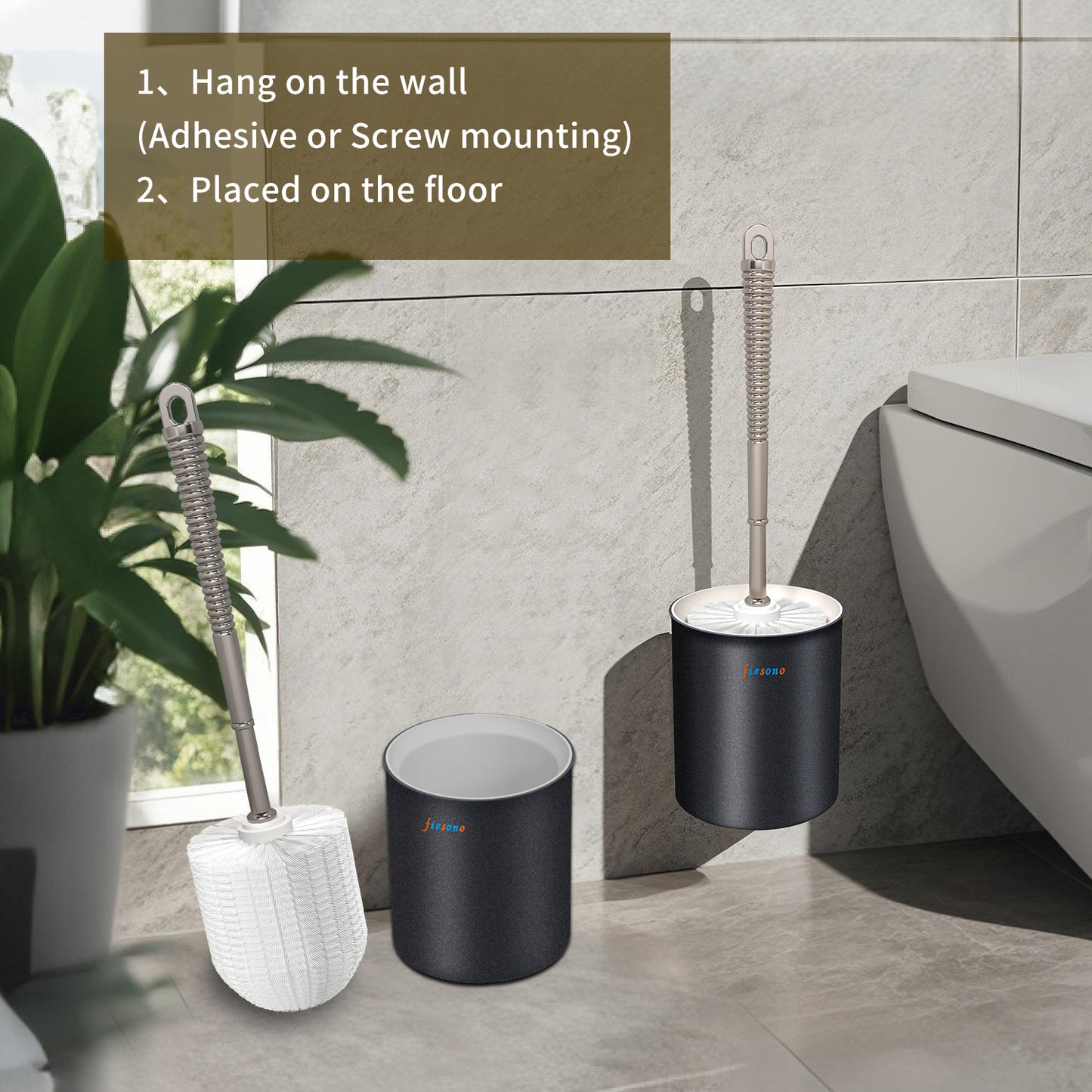 FIESONO Toilet Brush and Holder Set