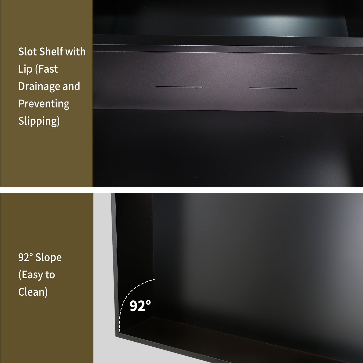 FIESONO Stainless Steel 12" x 24" Shower Niche with Shelf