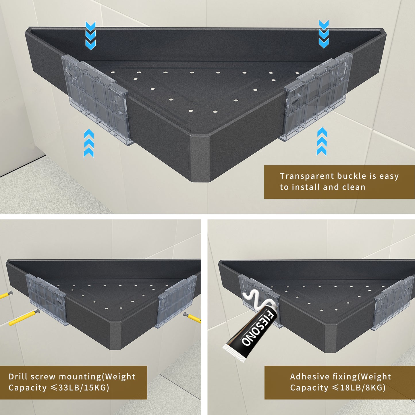 FIESONO 2-Tier Corner Shower Shelves