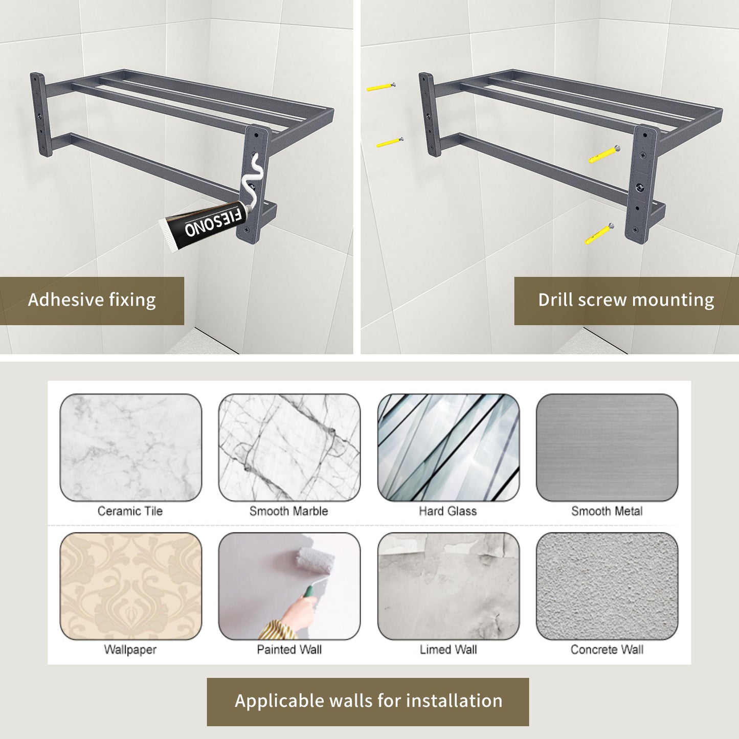 FIESONO Bathroom Double Bar Towel Rack