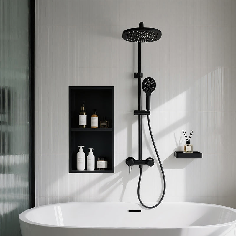 FIESONO Stainless Steel 12" x 24" Shower Niche with Shelf