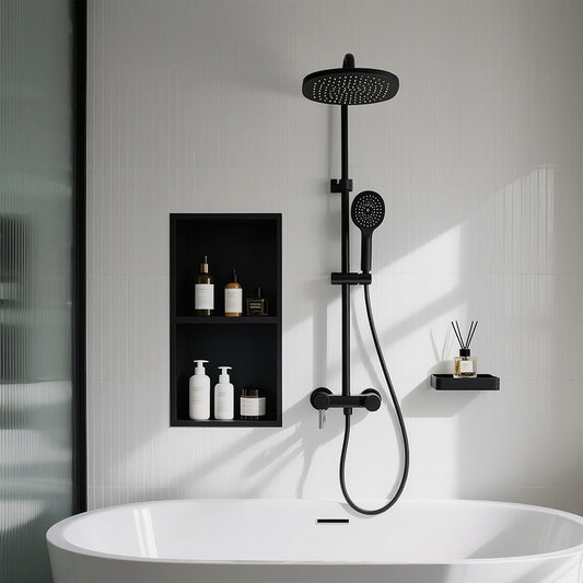 FIESONO Stainless Steel 12" x 24" Shower Niche with Shelf