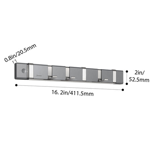 FIESONO Stainless Steel Lighted Wall Mount Folding Coat Hooks with 6 Foldable Space Saving Hooks