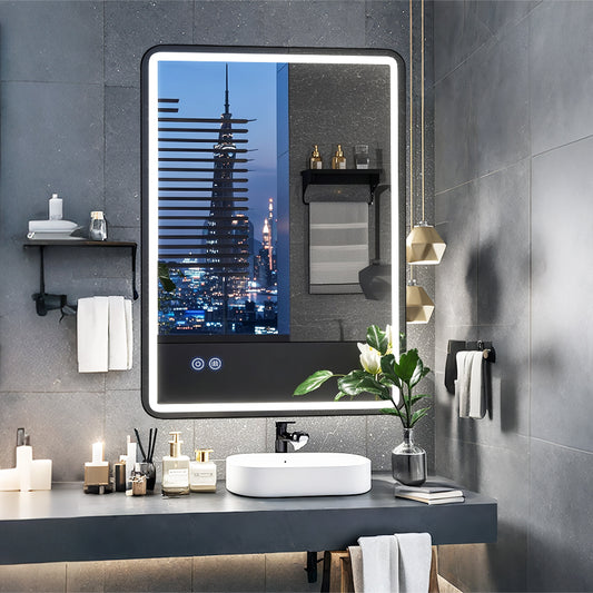 FIESONO 20x28 inch Frameless Rounded Corner LED Bathroom Vanity Mirror