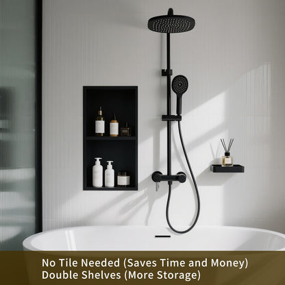 FIESONO Stainless Steel 12" x 24" Shower Niche with Shelf
